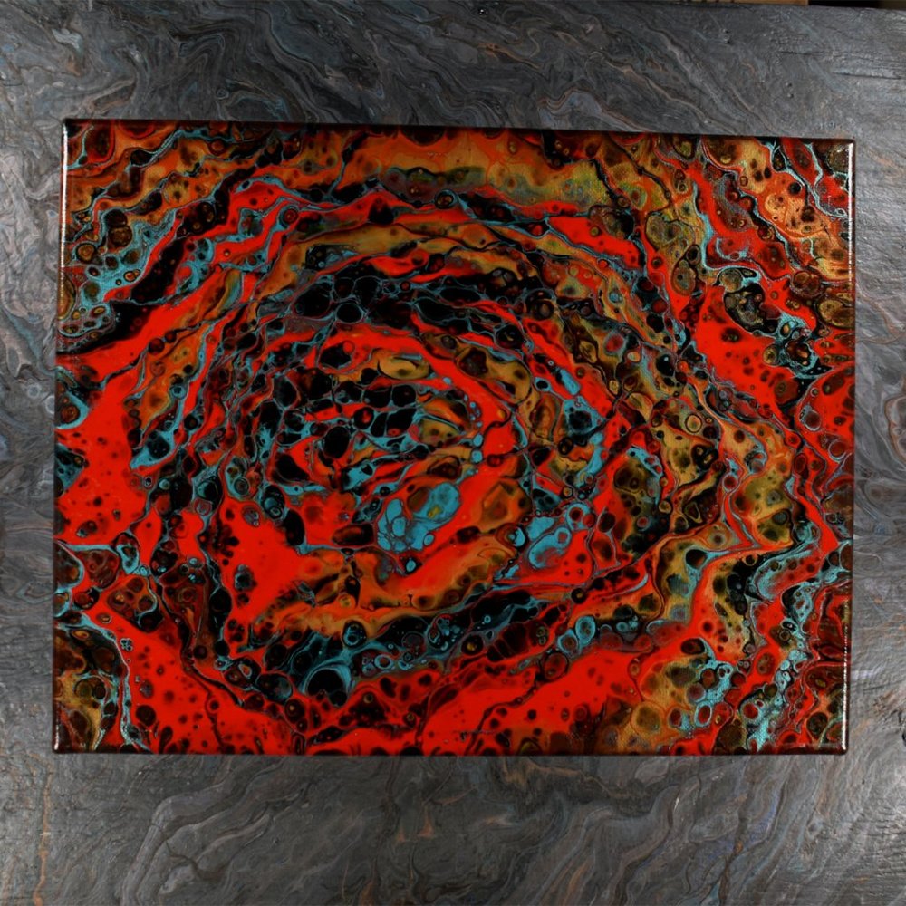 Acrylic Pour Painting 11x14 Clear coated